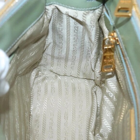PRADA Galleria Hand Bag Safiano leather 2way Gold Light green Auth 133778 - Picture 12 of 16